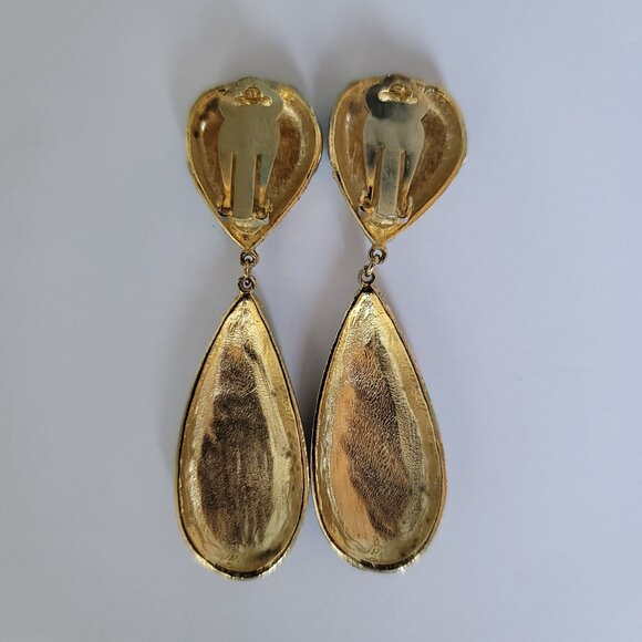 Vintage Clip-On Dangle Earrings - Picture 2 of 4